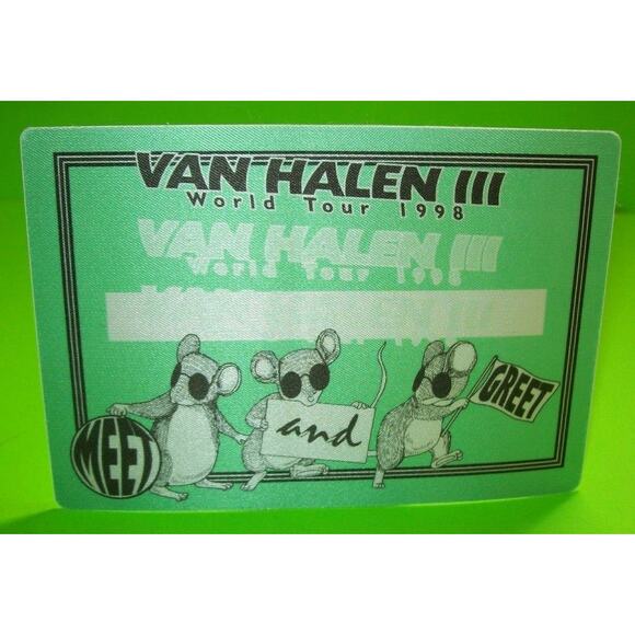 Eddie Van Halen III World Tour Backstage Concert Pass Original 1998 Meet & Greet - Picture 1 of 6